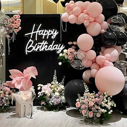 Happy Birthday Neon Sign for Wall Decor, Led Signs with Dimmable Switch, USB Powered Happy Birthday Backdrop Light Up Signs for Party Decorations, 16.1"x12.2"White