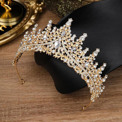 TOBATOBA Gold Crown for Women Wedding Tiara for Women Queen Crown Crystal Tiara Crown Wedding Tiaras for Bride Royal Princess Crowns for Flower Bouquets Quinceanera Headpiece for Birthday Prom Pageant