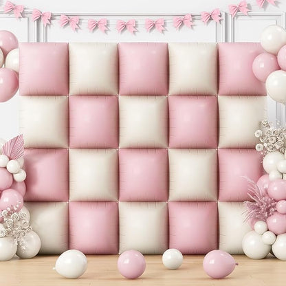Dusty Pink and White Square Balloon, 20 PCS Matte Pink Cream Double Sided Square Foil Balloon Backdrop for Girls Bridal Baby Shower Wedding Boho Birthday Party Decoration