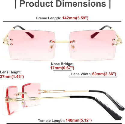 FEISEDY Vintage Rimless Sunglasses Rectangle Frameless Candy Color Glasses Women Men B2642