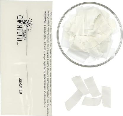Ultimate Confetti, Biodegradable Dissolving Rice Paper Confetti –Rectangular Flame-Resistant and Water-Soluble Paper Confetti for Cannon and Launcher use – Best for Celebrations - 1 lb, 16 oz