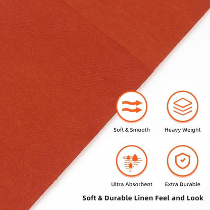 KAMMAK Dinner Napkins Disposbale Terracotta and Orange Cloth Like Paper Napkins with Pocket 100 Pack Wedding Reception Guest Hand Towel for Party Decoration, Bathroon, Kitchen (16.5 x 16.5 inch)