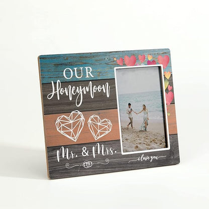 KU-DaYi Honeymoon Picture Frames for Mr Mrs, Wedding Picture Frame, Wedding Gifts for Newlyweds Couples Bride, Marriage License Frame, Newlywed Honeymoon Gifts, Honeymoon Keepsake Frame