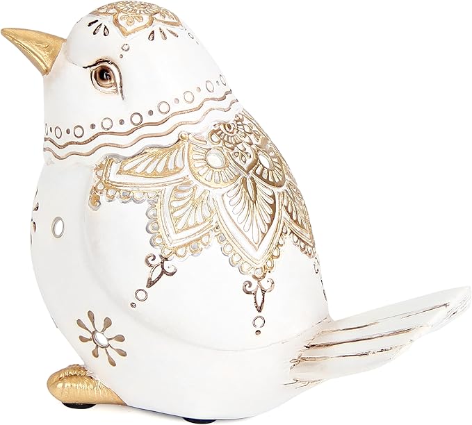 Bird Statue for Home Decor Accents Boho White Bird Figurines for Shelf Living Room Bedroom Centerpiece Table, Decorative Birds Sculpture, Animal Decor Gifts for Bird Lovers, Women