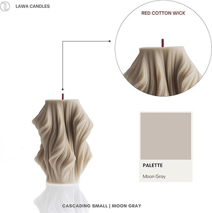 LAWA Cascading Wave Candle - Large Beautiful Handmade Pillar Scented Soy Wax Elegant Bubble Aesthetic Candle Housewarming Gift Home Room Shelf Decor Idea Moon Gray (Small)