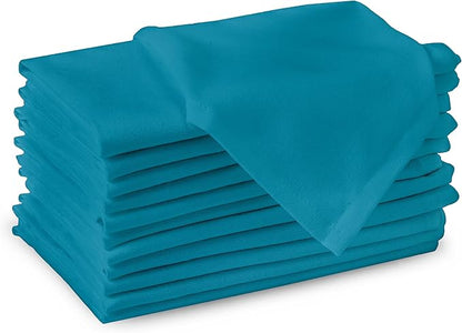 Encasa XO Azul Blue Cloth Napkins Set of 12, 17"x17" | Solid Color Cotton Dinner Napkins | Washable & Reusable Napkins for Dining Table Fall Decoration, Holiday & Christmas Festivals
