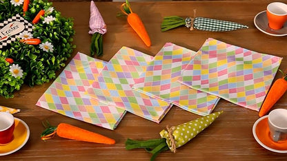 Socomi Easter Spring Cloth Napkins Diamond Pastel Washable Cotton Napkins 17"x17" for Wedding Party Bridal Baby Shower Birthday Table Decorations Set of 4