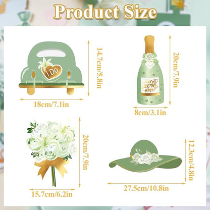 SUNBEAUTY 38 PCS Sage Green Wedding Photo Booth Props,Bridal Shower Photo Props, Engagement Party Decorations, Wedding Decorations for Ceremony Outside, Wedding Party Supplies for Girls
