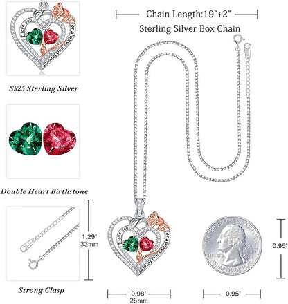 Iefil Christmas Gifts for Wife Women - 925 Sterling Silver Double Birthstone Necklace, Anniversary Birthday Gifts for Women, Jewelry Gift for Wife Girlfriend Mom Her