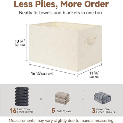 StorageWorks Closet Organizers and Storage Bins, Shelf Baskets for Clothes Storage, Fabric Storage Bins for Organization, Beige(NaturWeave Fabric), 3-Pack, Extra Large
