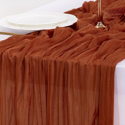 Socomi 10pcs Terracotta Fall Thanksgiving Cheesecloth Table Runner Boho Rustic Gauze 120 inch 10FT Cheese Cloth Runner for Wedding Party Baby Shower Birthday Home Decor Holiday Decorations