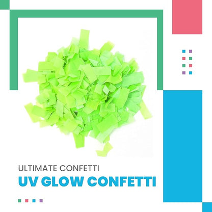 UV Glow Biodegradable Tissue Confetti, Green Color – Ultimate Confetti Fluttering Tissue Paper for Confetti Cannon and Launcher Use, Table Decorations, and More (20 Handfuls per Bag, 1 lb)