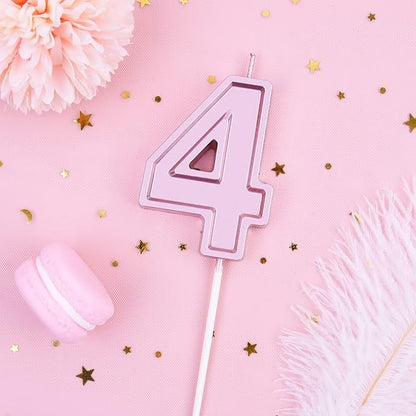 PHD CAKE 2.76 Inch Luxe Rose Gold 4 Number Birthday Candles, Rose Gold Number Candles, Cake Number Candles, Party Celebration