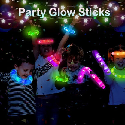 Glow Sticks Party Favors for Kids 12 PCS-Christmas Glow in Dark Party Supplies for Toddlers,Light Up Necklace Bracelet Accessories for Boys Girls,Neon Decoration for Birthday New Years Eve Camp Care