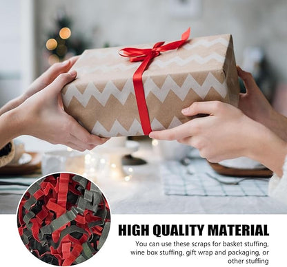 ZEBMOON 1 LB Black Red Crinkle Cut Paper Shred Filler Great for Gift Wrapping, Basket Filling, Birthday, Wedding, Halloween, Thanksgiving, Christmas Day, New Year Party Decorations Filling Supplies