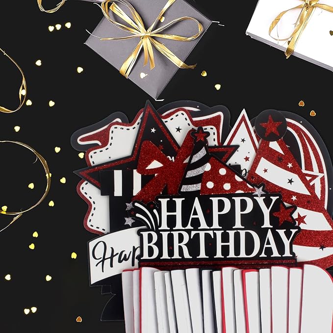 Happy 16th Birthday Decorations,16th Birthday Red Glitter Shiny Stand Honeycomb Table Centerpieces - Cheers to Sixteen Years Old Birthday Party Photoprop Gift Sign.
