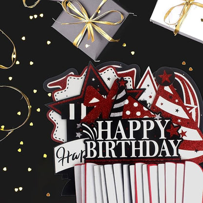 Happy 35th Birthday Decorations,35th Bday Red Glitter Shiny Stand Honeycomb Table Centerpieces - Cheers to 35 Years Old Birthday Party Photoprop Gift Sign.