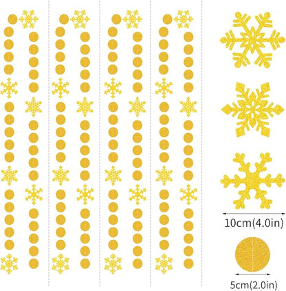 Snowflake Snow Gold Christmas Party-Decorations Garland - 61Ft Winter Wonderland Frozen Hanging Paper Streamers Banner,Birthday New Year Supplies Decor Ouruola