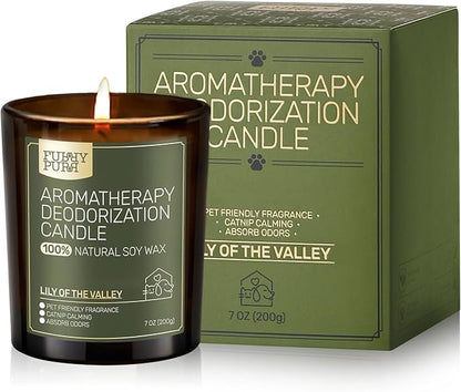 Odor Eliminating Candle, Lily of The Valley Scented Candle, Pet-Friendly Soy Candles, 60 Hours, 7 oz