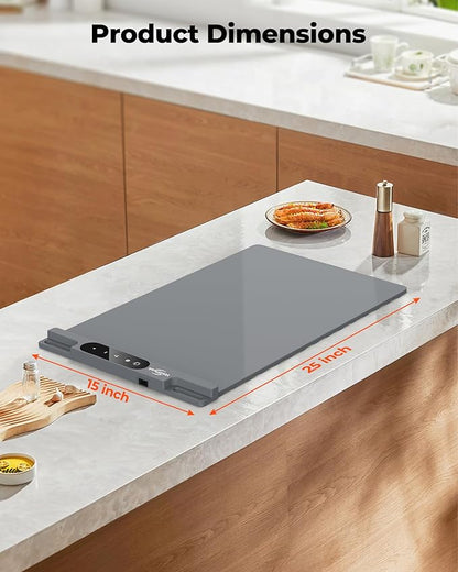 Electric Warming Mat for Food - Full Surface Fast Heating Silicone Tray with 3-Level Temperature, Auto-Off, Raised Feet for Table Protection, Versatile Warmer for Gatherings,Party,Home Buffet