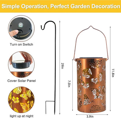 Christmas Gifts for Women, Solar Lanterns Outdoor Waterproof Butterfly Birthday Gifts for Women Mom Grandma Garden Decor Flower Hanging LED Decorative Light for Patio Yard Lawn Gardening Gifts
