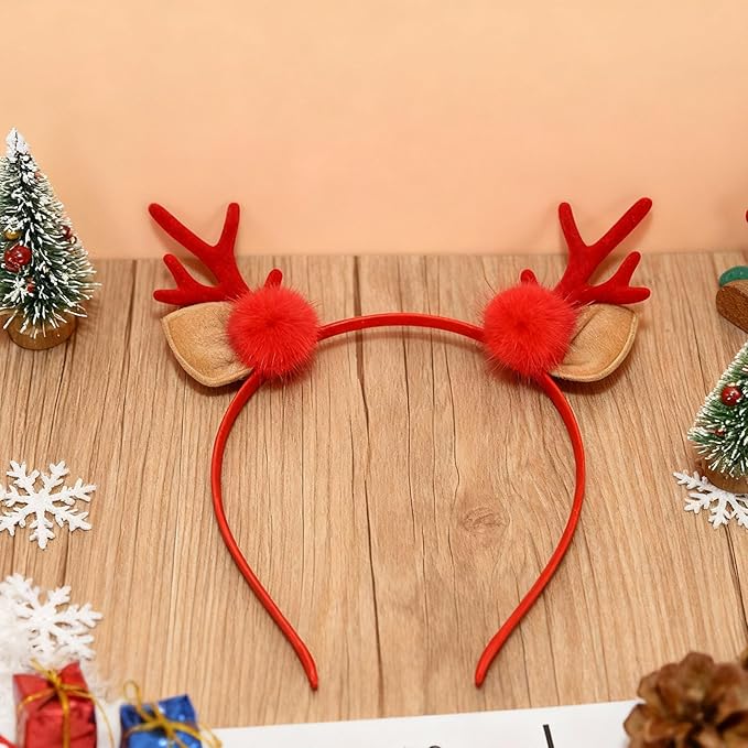 YUYIYANG 1 PC Reindeer Antler Headband Cute Plush Christmas Hairband Reindeer Ear Party Hair Accessory