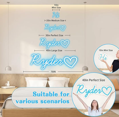 Custom Neon Sign – Personalized LED Neon Sign for Bedroom, Wall Decor, Birthday, Wedding, Bar or Shop, Name Signs for Kids Room, Great Gift for 10 Year Old Girl (Blue)