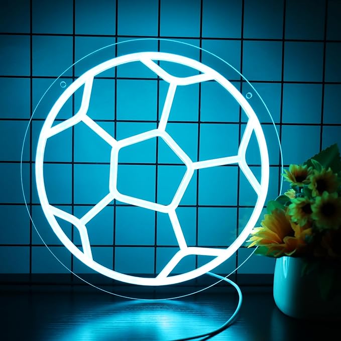 Soccer Neon Sign for Home Décor,Bedroom Decor,Led Sign,Room Sign,Gym Decor,Sports Neon Sign,Men Women Wall Décor Gift Size 12