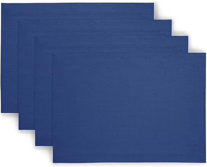 Solino Home Linen Placemats Set of 4 - Indigo Blue Placemats 14 x 19 Inch - 100% Pure Linen Table Place Mats for Fall, Autumn, Christmas, Holiday, Winter, New Year - Fete