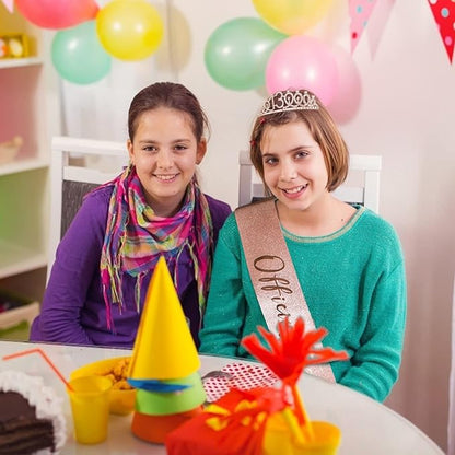 CIEHER 13th Birthday Crown & Sash Set, Rose Gold Tiara, Teen Gifts