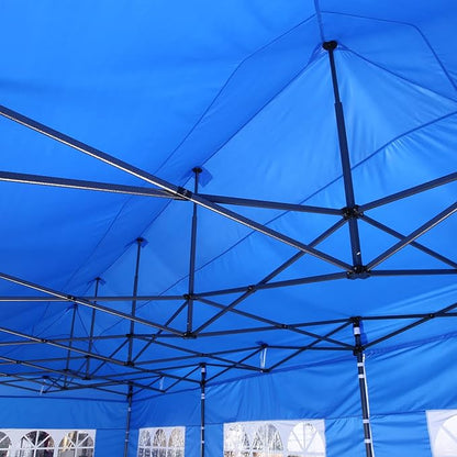 COBIZI 10x30 Pop Up Canopy Without Sidewall,Heavy Duty Canopy UPF 50+ All Season Wind Waterproof Commercial Outdoor Wedding Party Tents for Parties Gazebo with Roller Bag(10 x 30 ft Black)