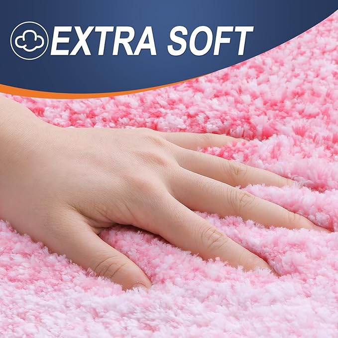 OLANLY Bathroom Runner Rugs 54x24, Extra Soft Absorbent Microfiber Bath Rugs, Rubber Backing, Quick Dry, Machine Washable Bath Mats for Bathroom Floor, Tub and Shower, Home Decor Accessories, Pink