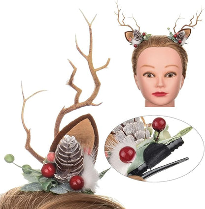 TOECWEGR Christmas Reindeer Antlers Headband Hair Clips Hair Hoop Girl Holiday Beauty Headdress
