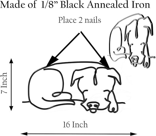 Matani Metal Dog Wall Decor | Minimalist Room & Living Room Wall Decor - Sleeping Labrador & Pitbull