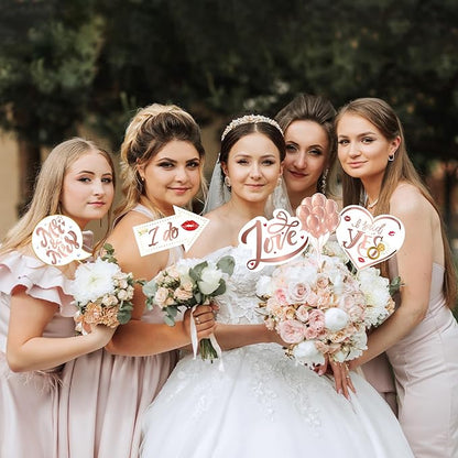 Bachelorette Party Decorations, Kaluofan 25 Pcs Bachelorette Party Accessories，Funny Wedding Photo Booth Props for Engagement Wedding Reception Party Bride Wedding Shower Decor(Pink and Black)