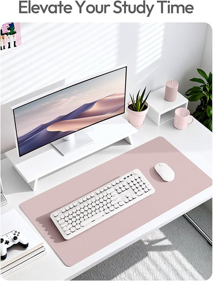 YSAGi Leather Desk Protector, Office Mat, Large Mouse Mat, Non-Slip PU Leather Blotter, Laptop Desk Mat, Waterproof Writing Pad for Office and Home (Grayish Lavender, 31.5" x 15.8")