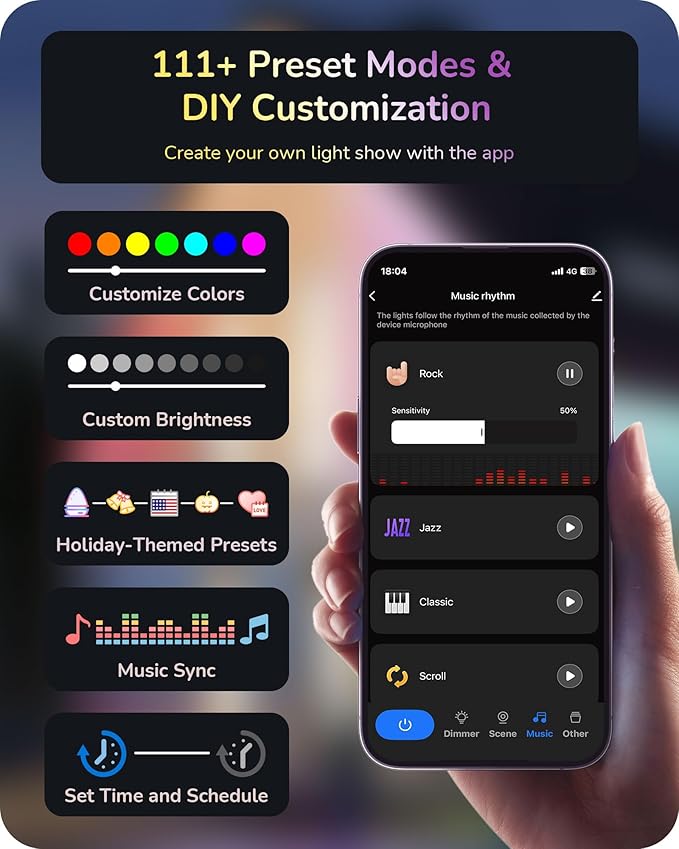 EDISHINE 150FT Cuttable Permanent Outdoor Xmas Lights for House PRO, 90 LED Smart RGB+IC+Warm White Eave Light, 111+ Scene Modes, App/Remote, IP67 Waterproof for Year-Round Decor, Alexa Google Enable