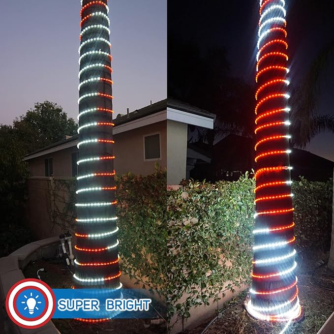 Russell Decor 10ft LED Rope Lights Indoor Outdoor Decorative Lighting for Party Trees Patio Deck Flexible String Lights(Red White)