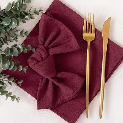 Socomi Cloth Napkins Burgundy Christmas Washable Reusable Bulk Linen Cotton Napkins Set of 6 17"x17" for Wedding Party Bridal Baby Shower Birthday Dining Table Decorations