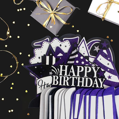 Happy 60th Birthday Decorations,60th Bday Purple Glitter Shiny Stand Honeycomb Table Centerpieces - Cheers to Sixty Years Old Birthday Party Photoprop Gift Sign.