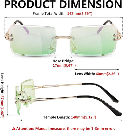 FEISEDY Vintage Rimless Sunglasses Rectangle Frameless Candy Color Glasses Women Men B2642