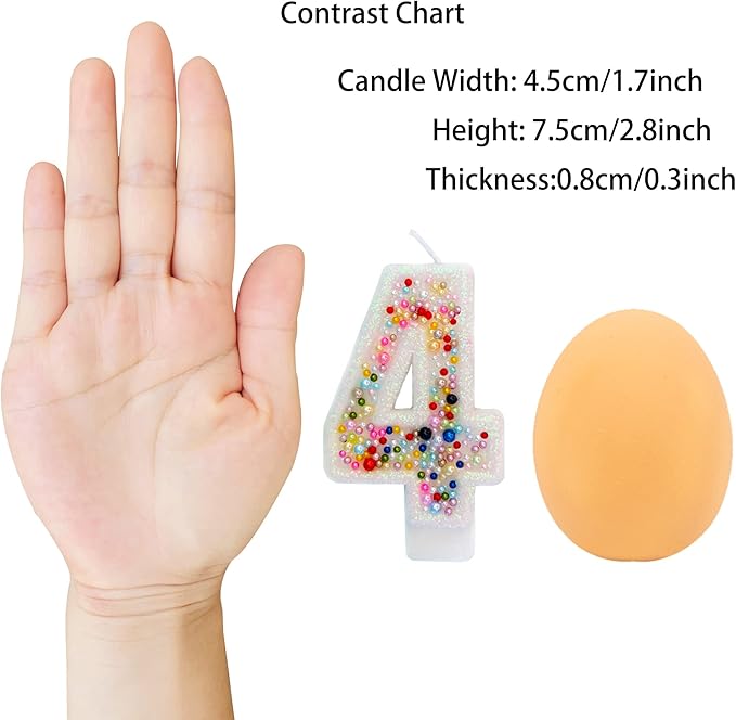 Birthday Candles, Pearl Sequin Number Candle Party Supplies (Number-4)