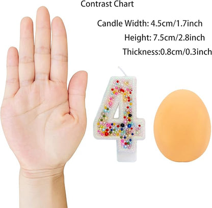 Birthday Candles, Pearl Sequin Number Candle Party Supplies (Number-4)