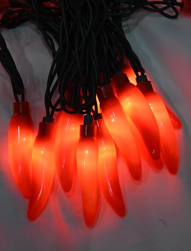 Christmas Chili Pepper Lights Red, 13.6FT Chili Lights with 35 Hot Red Chili Pepper Bulbs for Outdoor Indoor Kitchen Garden Patio Christmas Mexican Party Decor