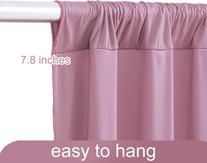 4 Panels Dusty Pink Backdrop Curtain for Parties Wedding Wrinkle Free Pink Photo Curtains Backdrop Drapes Fabric Decoration for Birthday Party Baby Shower 20ft(W) x 10ft(H)