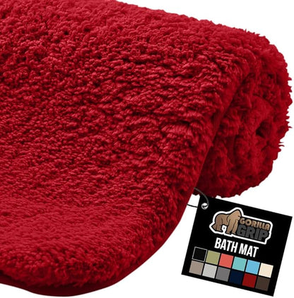 GORILLA GRIP Bathroom Rugs, 36x24, Ultra Soft Absorbent Mat, Thick Plush Bath Rug, Machine Washable, Microfiber Quick Dry, Mats for Shower, Bathtub and Floor, Home Decor Accessories, Red