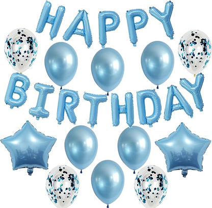 Light Blue Ballooons Happy Birthday Balloons Banner 16 Inch Aluminum film Letters Balloons for Party Decoration Scene Arrangement Balloon Birthday Event Celebration Decorations