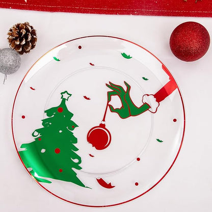 I00000 60Pcs Christmas Plastic Plates - Disposable Clear Plastic Plates Include 10.25'' Dinner Plate,7.5'' Dessert Plate for Christmas Party Supplies Wedding Birthday