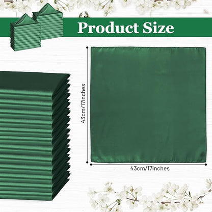 Bailarina 120 Pack Hunter Satin Napkins,17x17 Inches Wedding Napkins Square Soft Silky Table Napkins Bulk Decorative Elegant Cloth Napkin for Party Decoration, Banquet,Wedding,Graduation