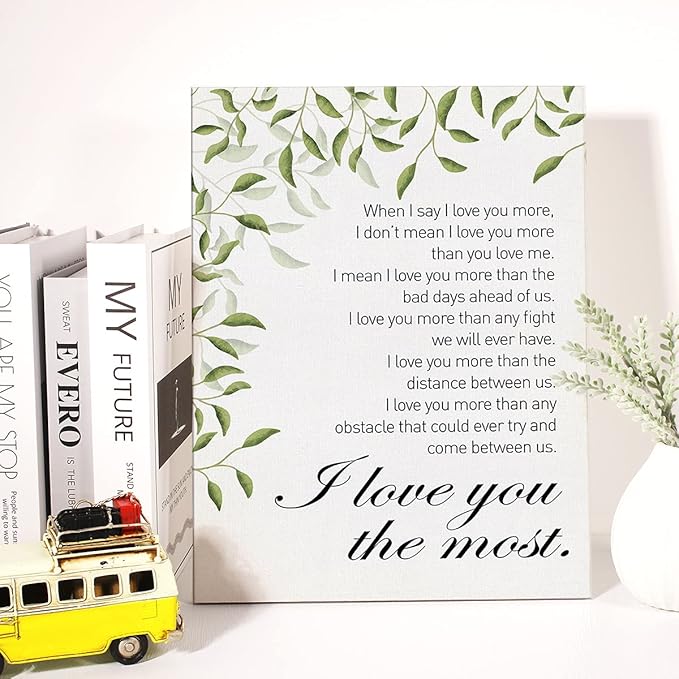 Canvas Wall Art When I Say I Love You More Quote Canvas Print Wedding Marriage Canvas Painting Home Wall Decor Framed Romantic Gift 12x15 Inch
